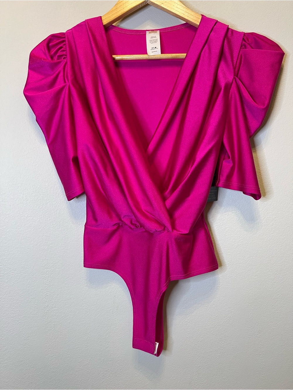 Fuchsia V-Neck Surplice Bodysuit